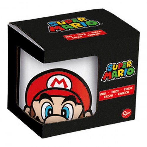 Krus Super Mario - hvid keramik, rød motiv (350 ml)