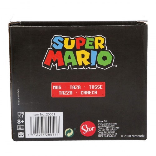 Krus Super Mario - hvid keramik, rød motiv (350 ml)