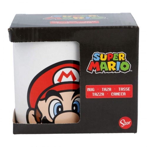 Krus Super Mario - hvid keramik, rød motiv (350 ml)