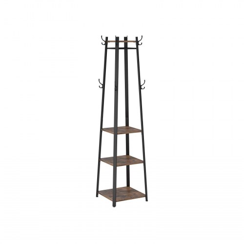 Stumtjener med hylder – VASAGLE industrielt tøjstativ, rustik brun/sort (LCR80X)
