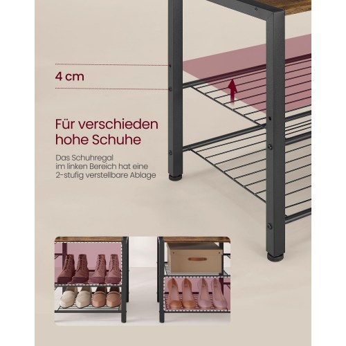 Entrégarderobe med bænk og skoopbevaring - 40 x 120 x 190 cm