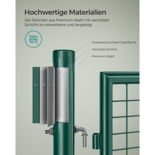 Havelåge stål galvaniseret og pulverlakeret, med lås og nøgle, 106 × 150 cm, grøn