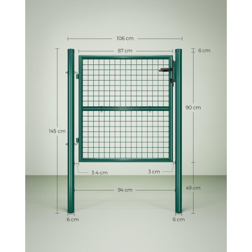 Havelåge stål galvaniseret og pulverlakeret, med lås og nøgle, 106 × 150 cm, grøn