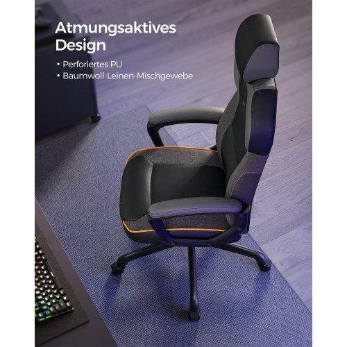 Kontorstol ergonomisk med justerbar nakkestøtte, polstrede armlæn og vippefunktion, 150 kg, klassisk sort