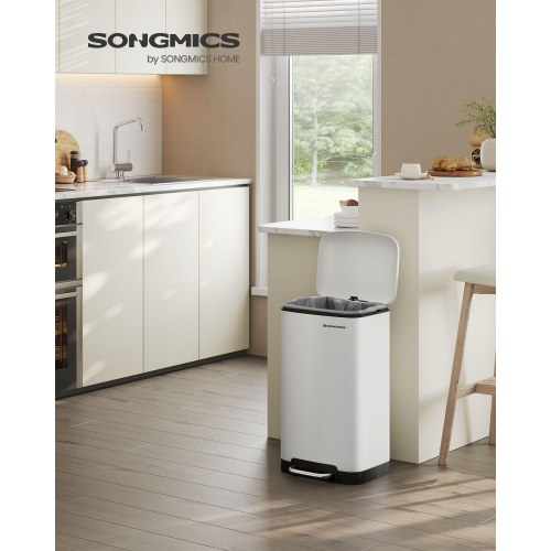 Skraldespand 30 l med pedal hvid, soft close