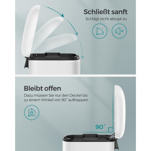 Skraldespand 30 l med pedal hvid, soft close