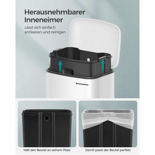 Skraldespand 30 l med pedal hvid, soft close