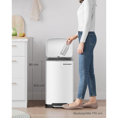 Skraldespand 30 l med pedal hvid, soft close