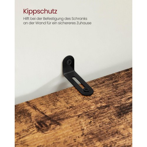 Højt badeværelsesskab rustik brun, 3 åbne rum og skab med 2 justerbare hylder