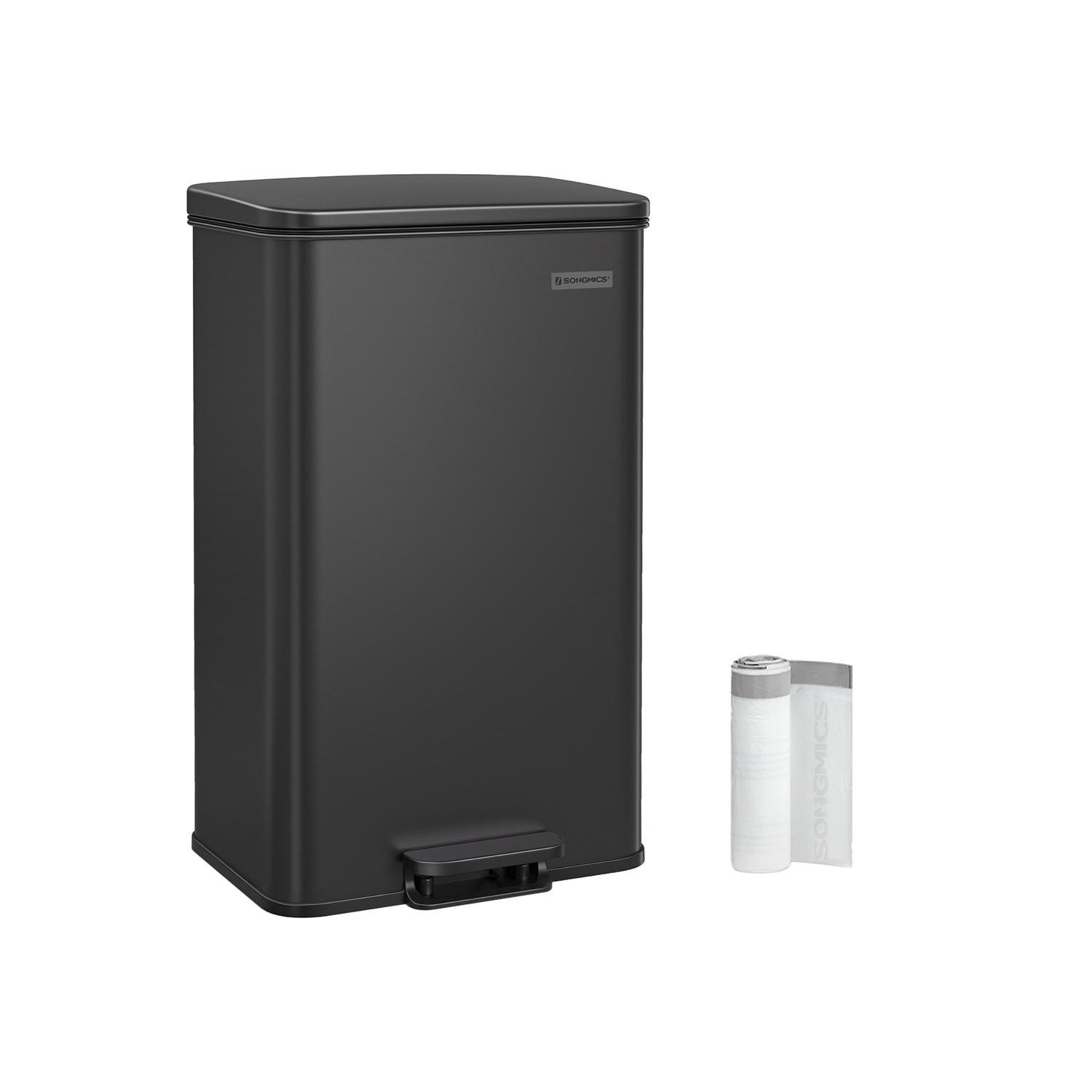 Skraldespand 40 l med pedal stål, soft close, sort