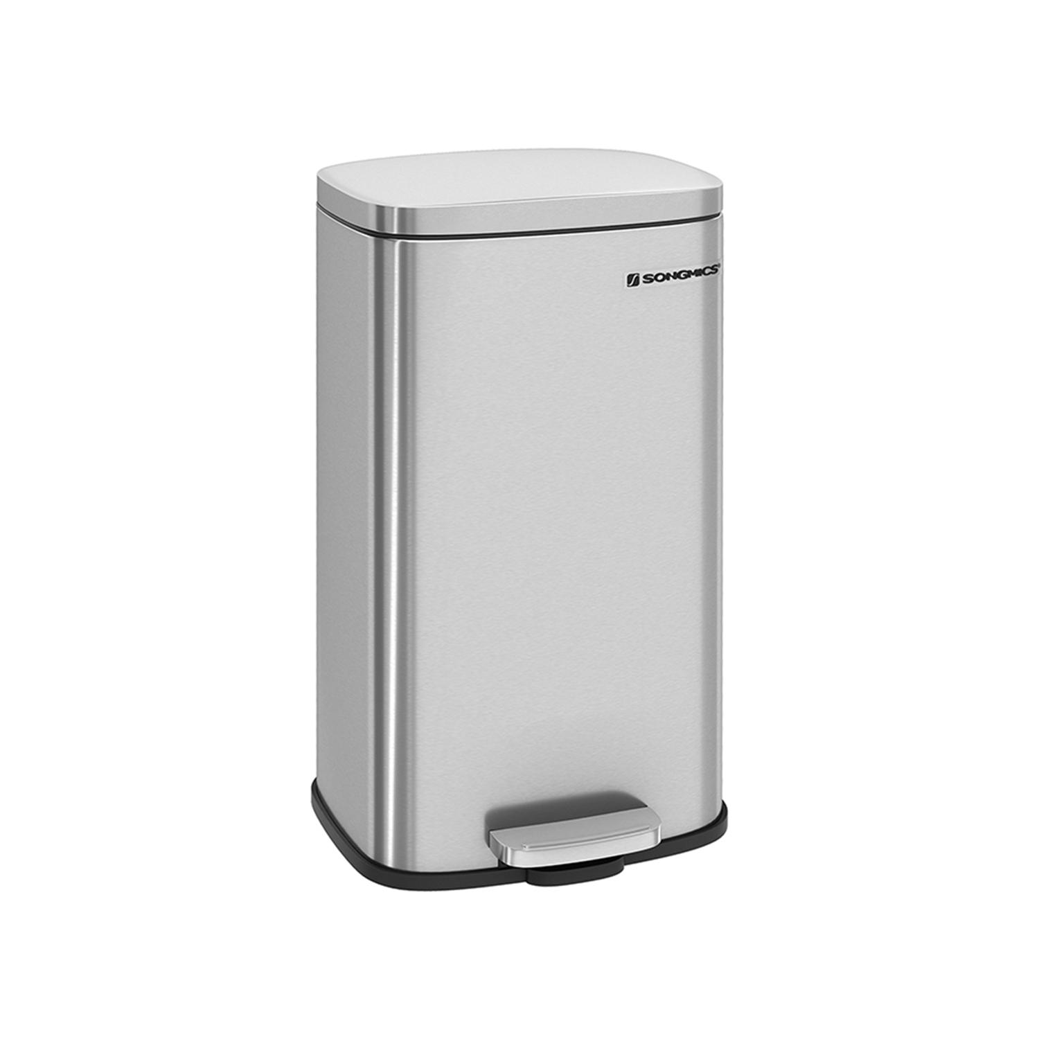 Skraldespand med pedal 30 l sølv, soft-close
