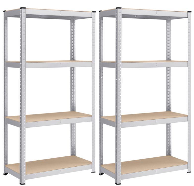 Reol stål med MDF 2 stk H 160 × B 80 × D 40 cm, 4 hylder, 130 kg pr. hylde