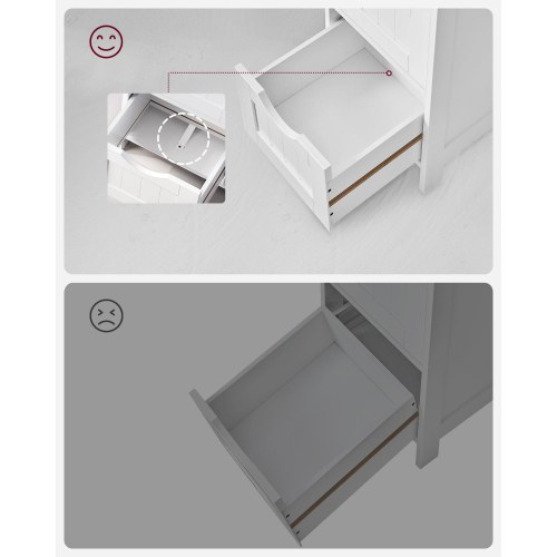 Opbevaringsskab med skuffer 4 skuffer, 30 × 30 × 82 cm, hvid