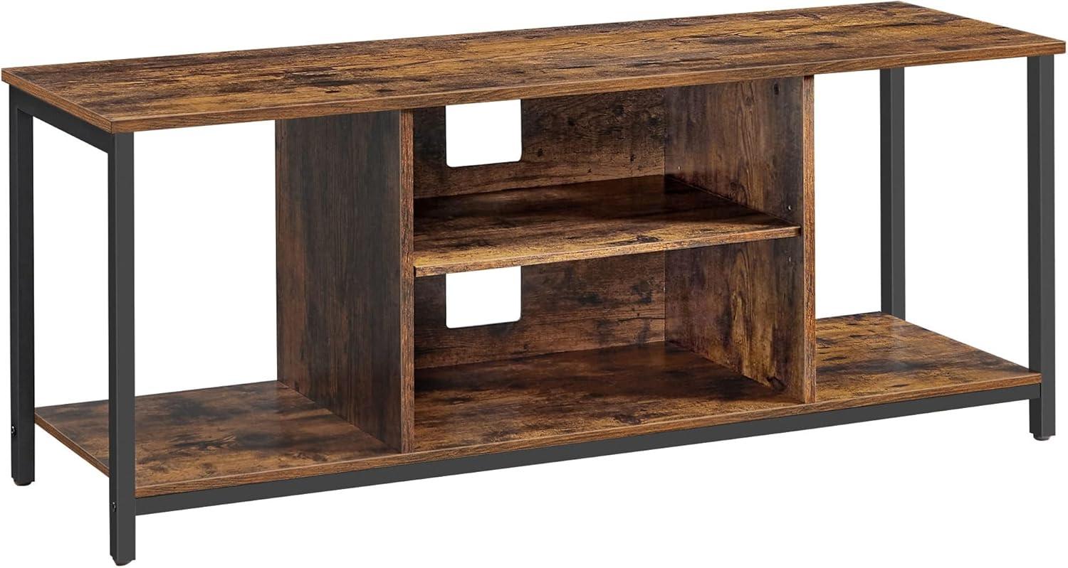 TV-bord 120 cm - åbne hylder, til TV op til 60" - rustik brun/sort