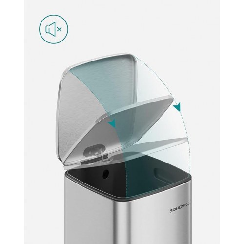 Skraldespand med pedal 30 l stål, soft close, inderspand, sølv (LTB593E01)