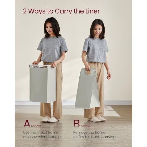 Vasketøjskurv med 4 rum udtrækkelige poser, hylde, metalstel, 4 × 40 l, 116 × 33 × 72 cm, hvid