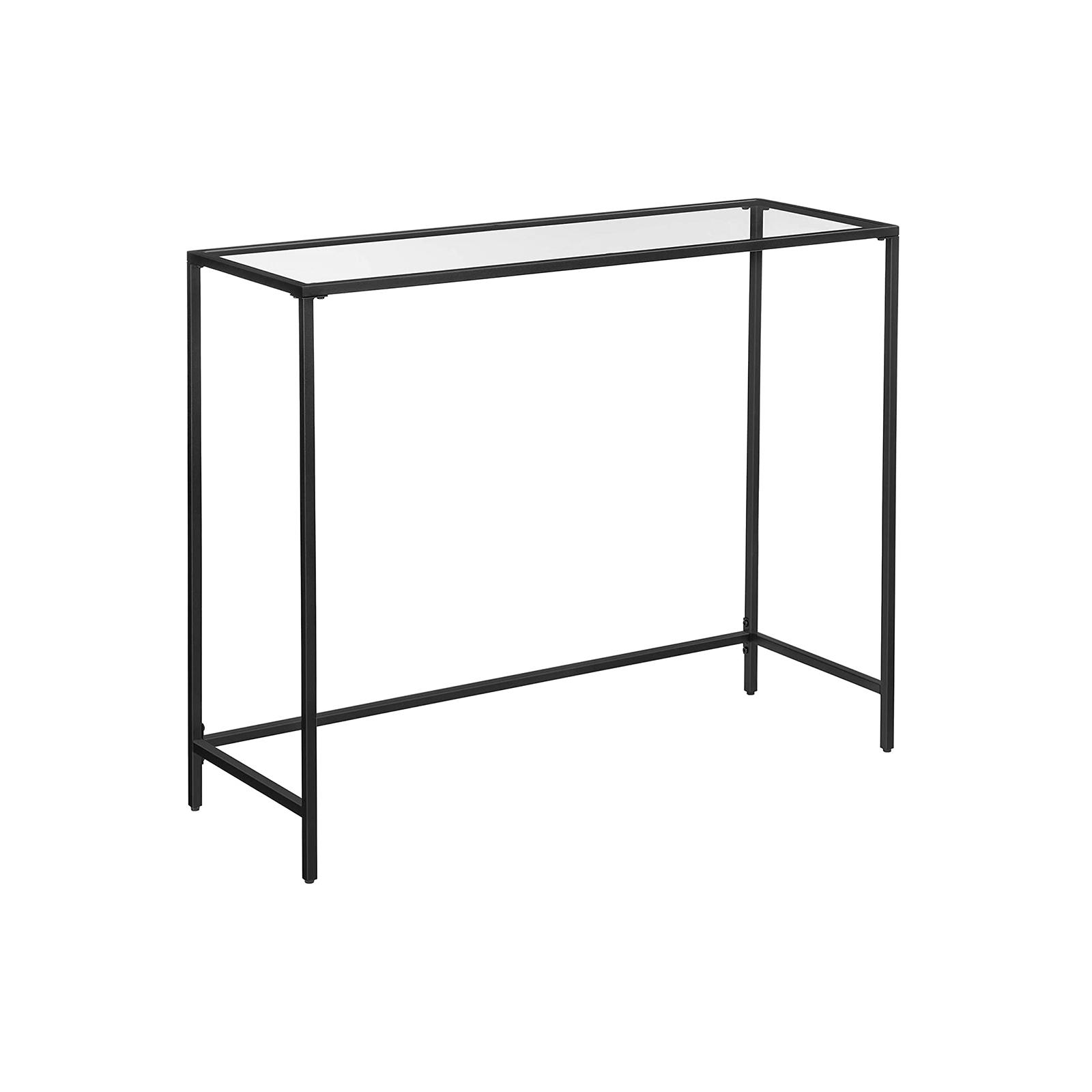 VASAGLE konsolbord, m. 1 hylde - hærdet glas og sort stål (100x35)