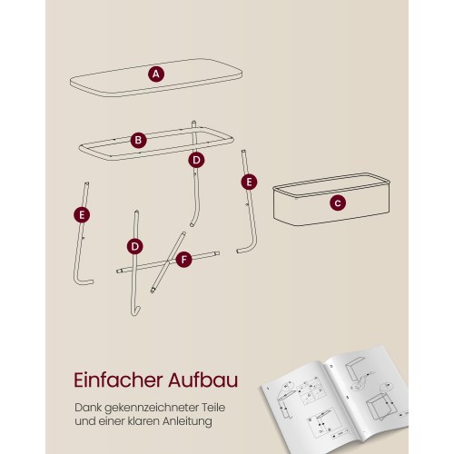 Sidebord med kurv lille rundt sofabord, mat hvid/camel