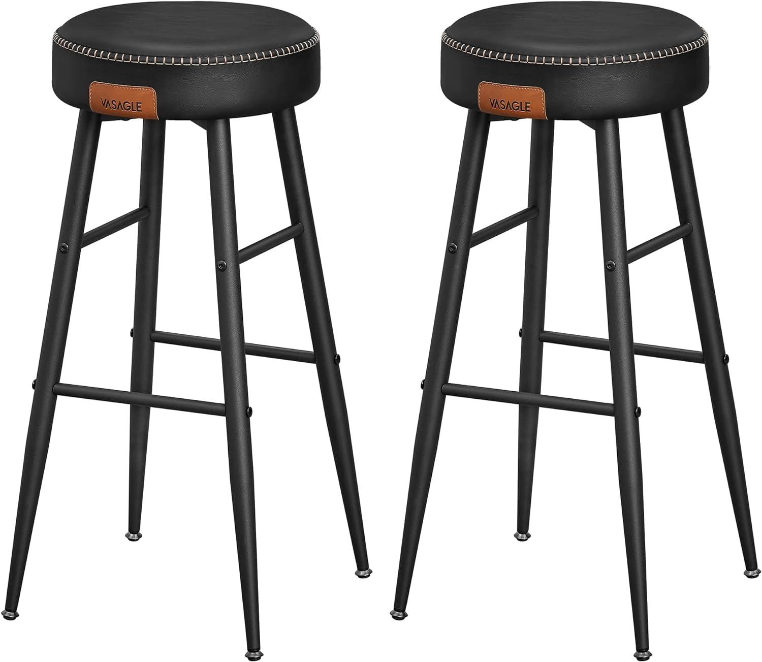 Barstole 2-pak Echo, syet kunstlæder, 76 cm, Simply Black