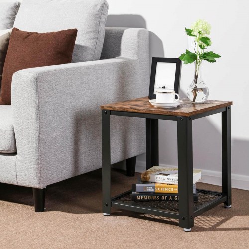 Sidebord i industrielt design rustik brun/sort, 45 × 45 × 55 cm