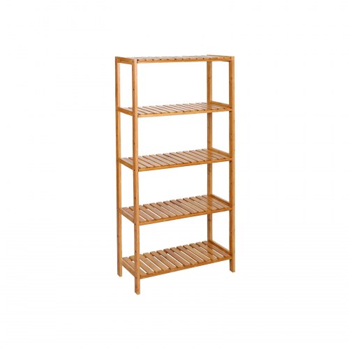Reol i bambus med 5 hylder – SONGMICS, justerbar, natur, 60 × 26 × 130 cm