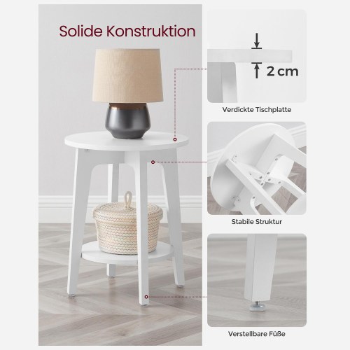 Sidebord rund hvid 40 × 50 cm (LET283T14)