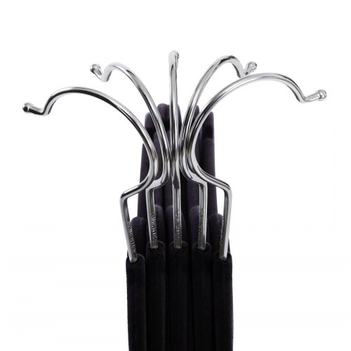 Bøjler i velour sæt med 20, skridsikre med slipsstang og 360° krog, pladsbesparende, 0,6 cm tykke, 43,5 cm, sort