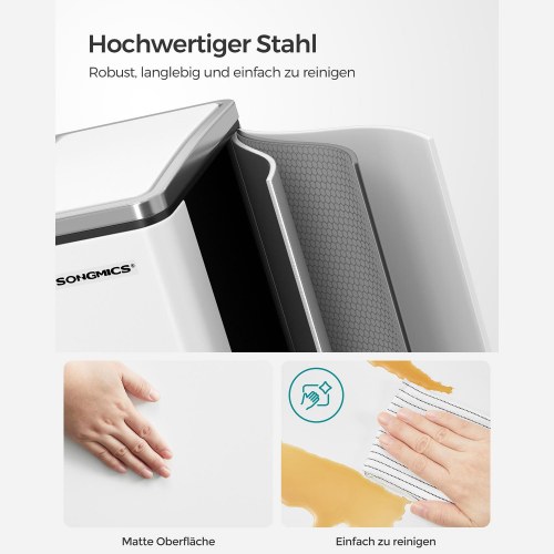 Skraldespand til køkken 2 x 15 l – SONGMICS, stålfodpedal, soft close, hvid