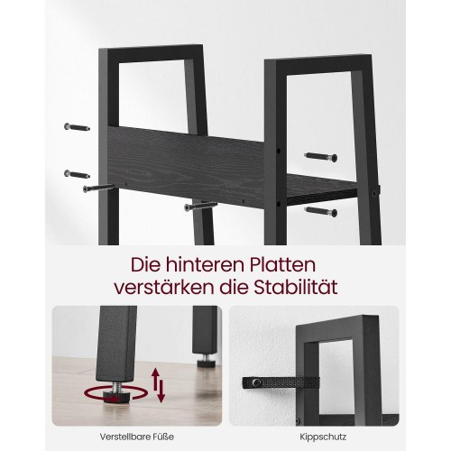 Stigehylde smal 5 niveauer rustik brun/sort