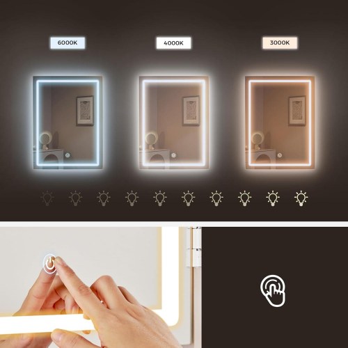 Toiletbord med LED-spejl skuffer, åbne rum, justerbare hylder og taburet, justerbar lysstyrke, moderne, Cloud White RDT125W01