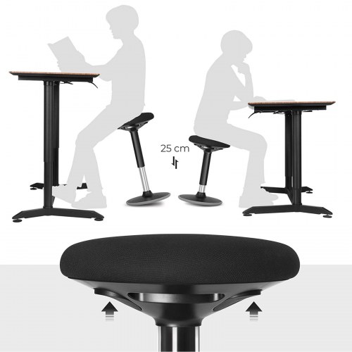 Ståstol til skrivebord ergonomisk vippe-stol, 360° drej, højdejusterbar 60–85 cm, sort