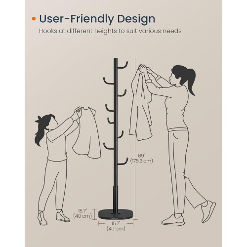 Stumtjenere gulv HOME kaktusformet knagerække, 8 kroge, 175,3 cm, sort