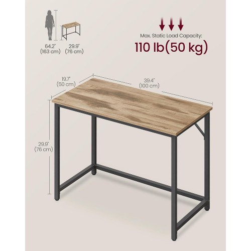Skrivebord computerbord 100 × 50 cm, kamelbrun/sort