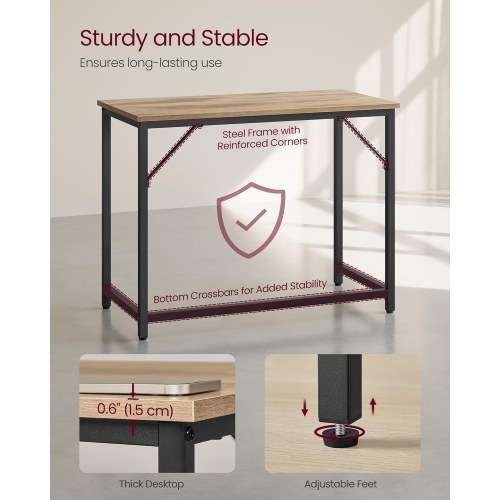 Skrivebord computerbord 100 × 50 cm, kamelbrun/sort