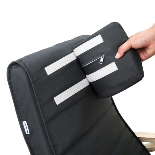 Gyngestol i birketræ med justerbart fodstøtte – 150 kg – grå