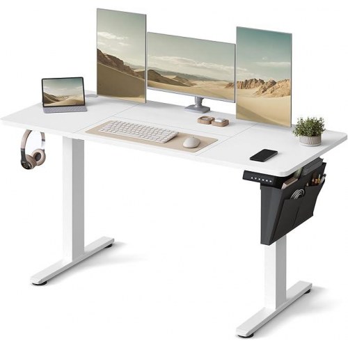 Hæve-sænkebord elektrisk 60 × 140 cm, 72–120 cm, hukommelse, Cloud White