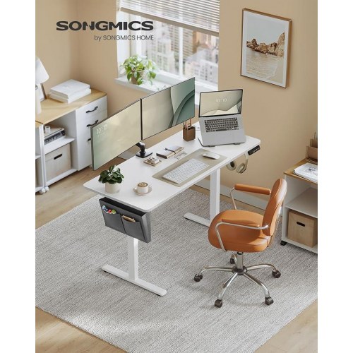 Hæve-sænkebord elektrisk 60 × 140 cm, 72–120 cm, hukommelse, Cloud White