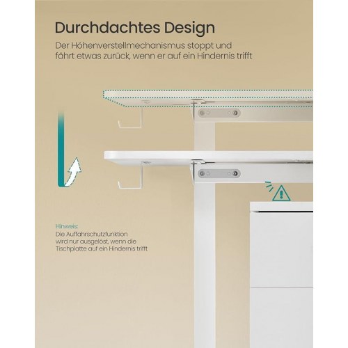 Hæve-sænkebord elektrisk 60 × 140 cm, 72–120 cm, hukommelse, Cloud White