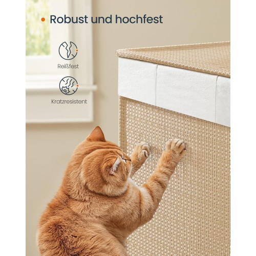 Vasketøjskurv med hjul HOME, 2 rum, 100 l, med låg, natur beige/mat hvid