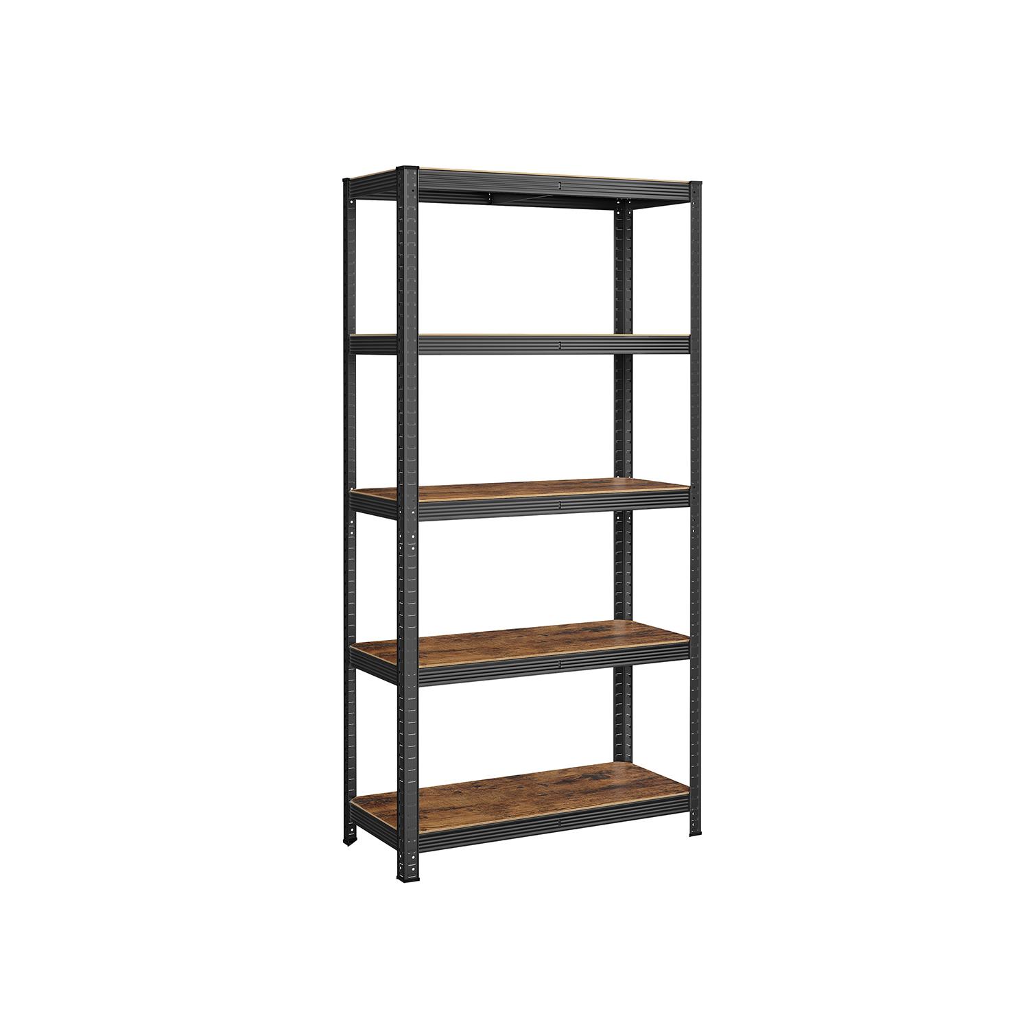 Reol med hylder 40 × 90 × 180 cm, justerbar, industrielt look, rustik brun/sort