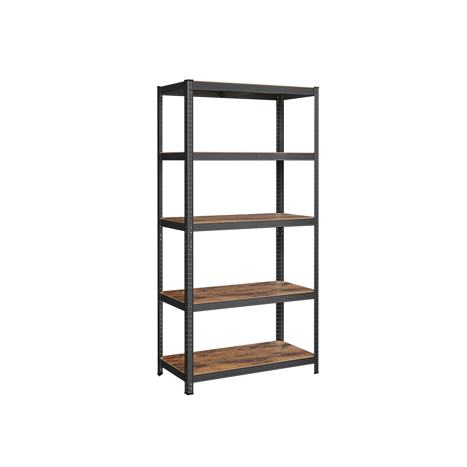 Reol med hylder 50 × 100 × 200 cm, justerbar, industrielt look, rustik brun/sort