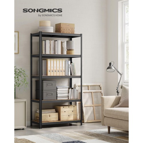 Reol med hylder 50 × 100 × 200 cm, justerbar, industrielt look, rustik brun/sort