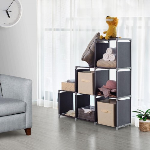 Reolsystem 6 kuber trappereol/rumdeler, sort