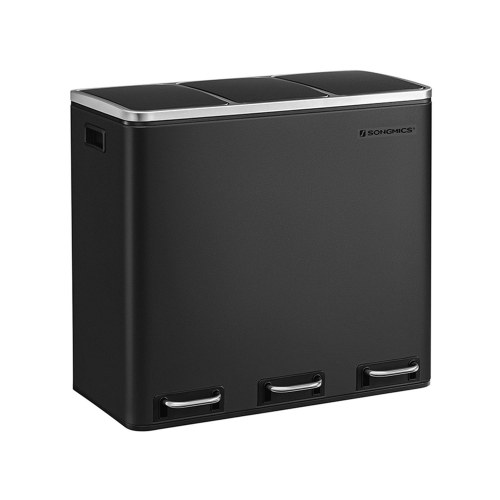 Skraldespand til affaldssortering 3 x 18 l – SONGMICS pedalspand, sort