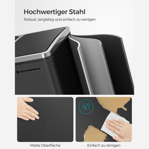 Skraldespand til affaldssortering 3 x 18 l – SONGMICS pedalspand, sort