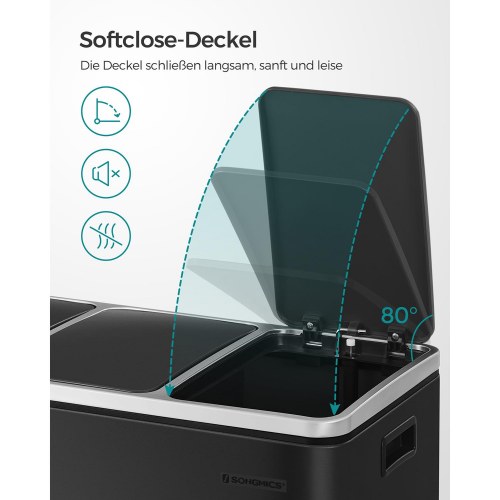 Skraldespand til affaldssortering 3 x 18 l – SONGMICS pedalspand, sort