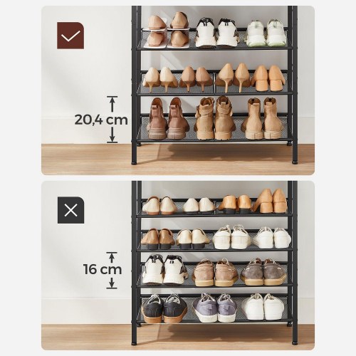 Skostativ 5 niveauer industrielt stål, rustik brun/sort