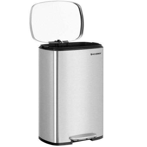 Skraldespand med pedal 50 l soft close, inderspand, sølv
