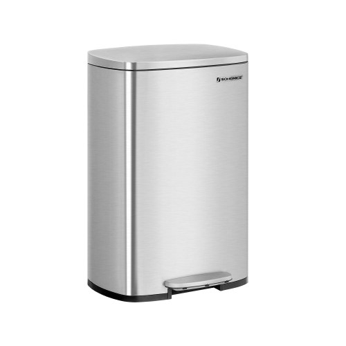 Skraldespand med pedal 50 l soft close, inderspand, sølv