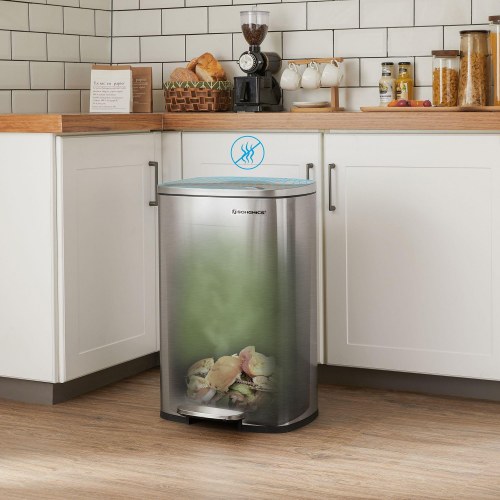 Skraldespand med pedal 50 l soft close, inderspand, sølv